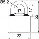 RV.OVAL.32.SET3 SET 3ks visiacich zámkov