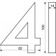 Číslo "4" 3D 100mm Al