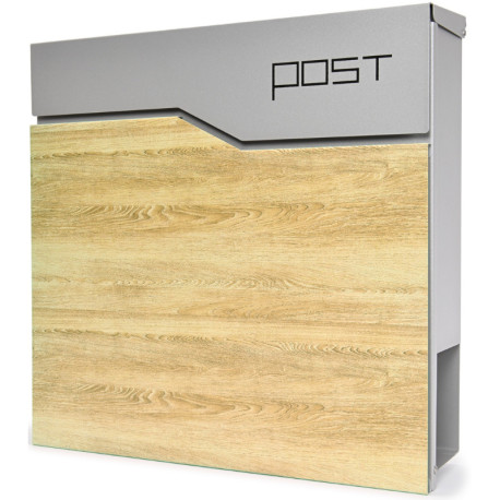 S3637 poštová schránka strieborná + imit.dreva